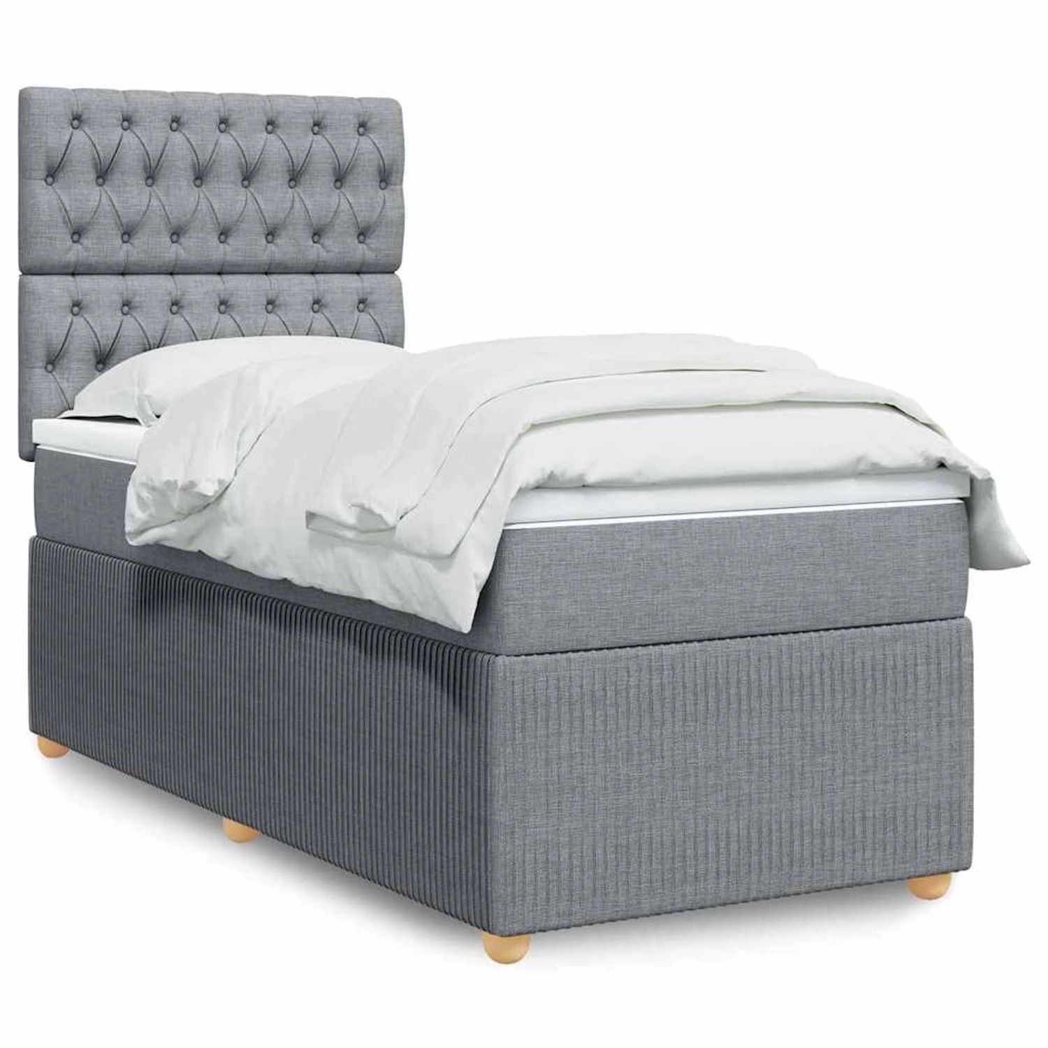 vidaXL Boxspringbett mit Matratze Hellgrau 100x200 cm Stoff 3294274 günstig online kaufen