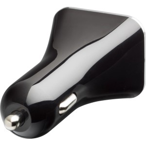 Schwarzer OBI USB Adapter für Auto, 4 Buchsen, 12/24V zum Aufladen von Geräten.