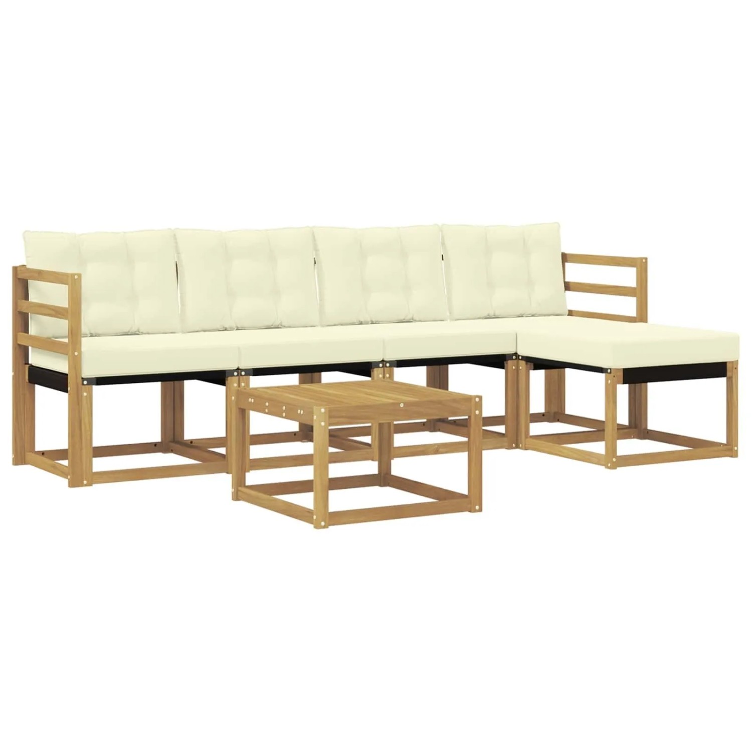 vidaXL Outdoor-Sofagarnitur mit Kissen 6-Tlg Weiß und Creme 3389392
