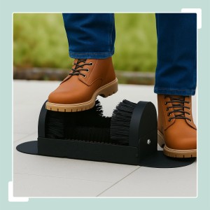 Relaxdays Schuhabstreifer Holz Schwarz Rutschfest 11,5 cm x 23 cm x 15 cm 1,7 kg