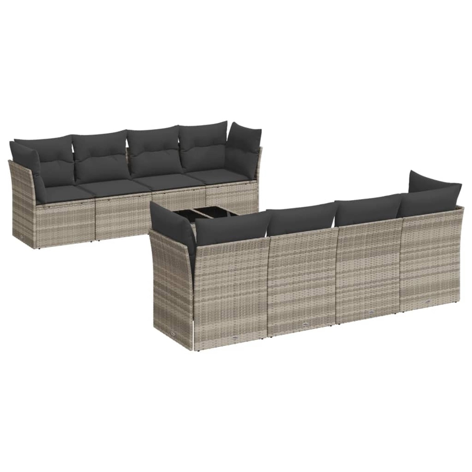 vidaXL 9-Tlg Garten-Sofagarnitur mit Kissen Hellgrau Poly Rattan 3217312 günstig online kaufen