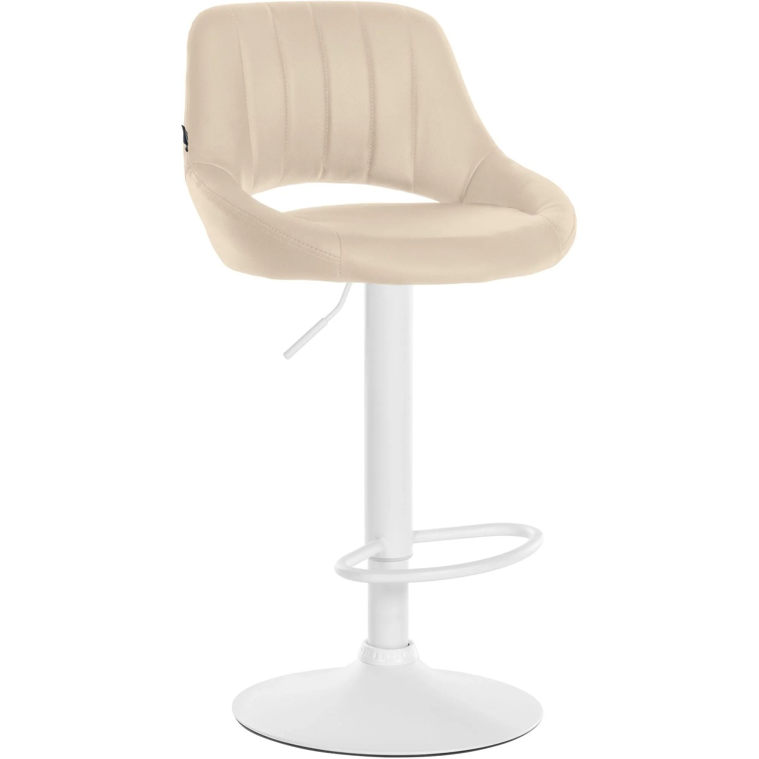 DELUKE Barhocker SEGAD Kunstleder Creme 47x48x85cm Weiß Barstuhl Höhenverstellbar Mit Lehne Drehbar Tresenhocker Tresenstuhl