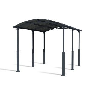 Canopia Carport Arcadia Alpine 5000 in Anthrazit, Aluminiumkonstruktion mit gewölbtem Dach und vier Pfosten.