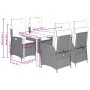 vidaXL 5-tlg. Garten-Essgruppe hellgrau: Tisch und 4 Stühle mit Kissen, Poly Rattan.