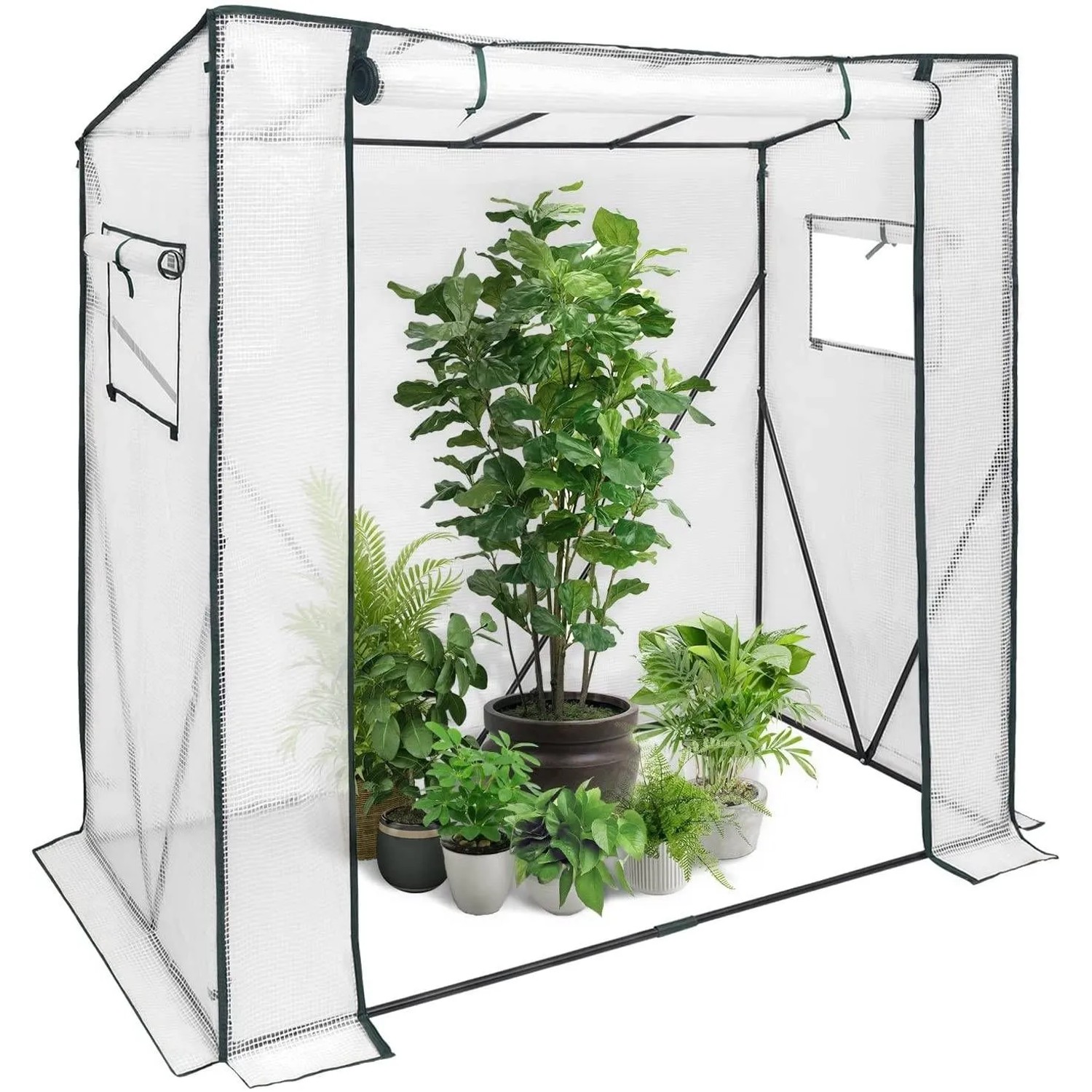 WOLTU Foliengewächshaus PE Halbtransparent 200x77x146/169 cm Weiß