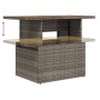 Grauer vidaXL Gartentisch mit Stauraum, Teil eines 9-teiligen Poly Rattan Sofa-Sets.