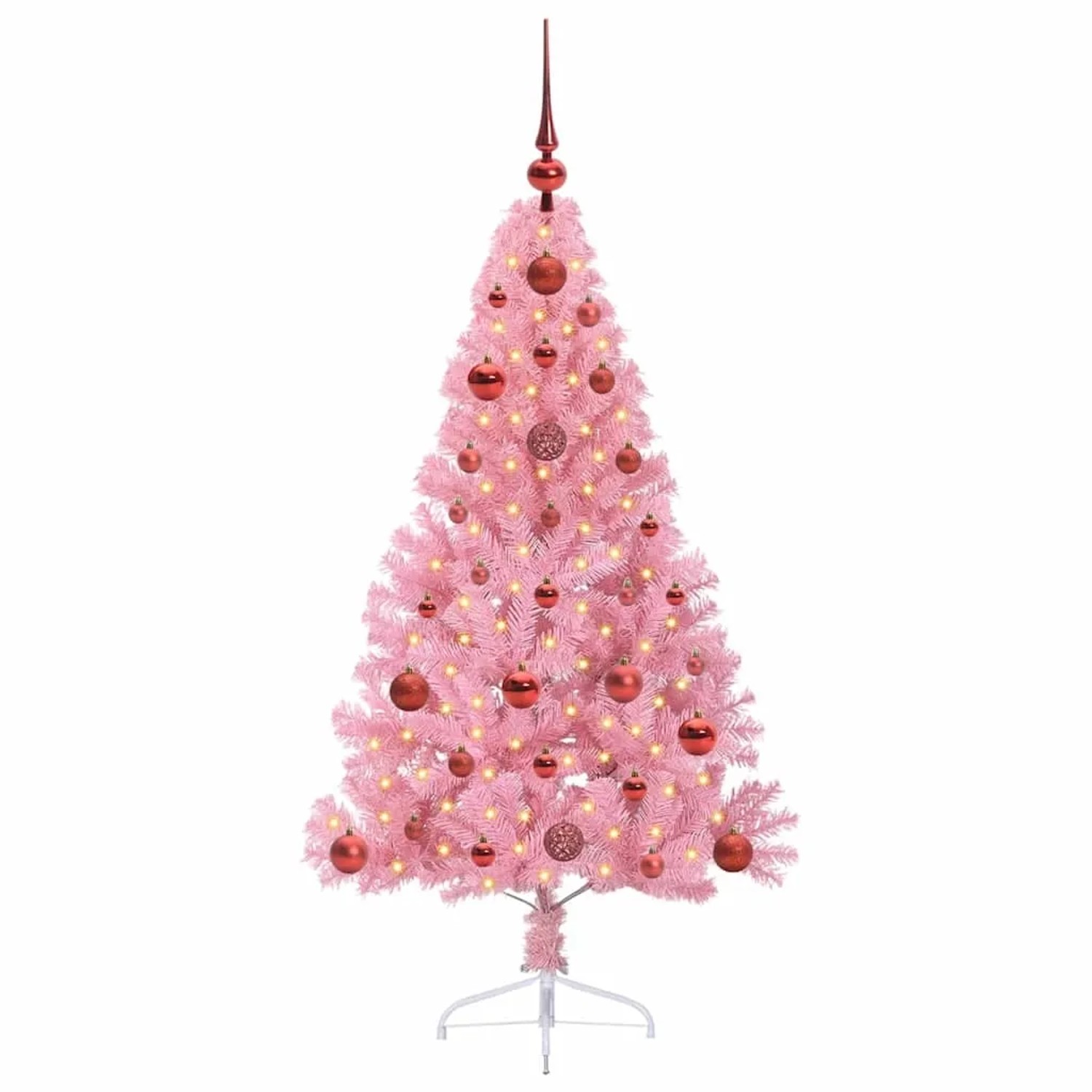 vidaXL Künstlicher Vorbeleuchteter Weihnachtsbaum Rosa 120 cm PVC 3397050