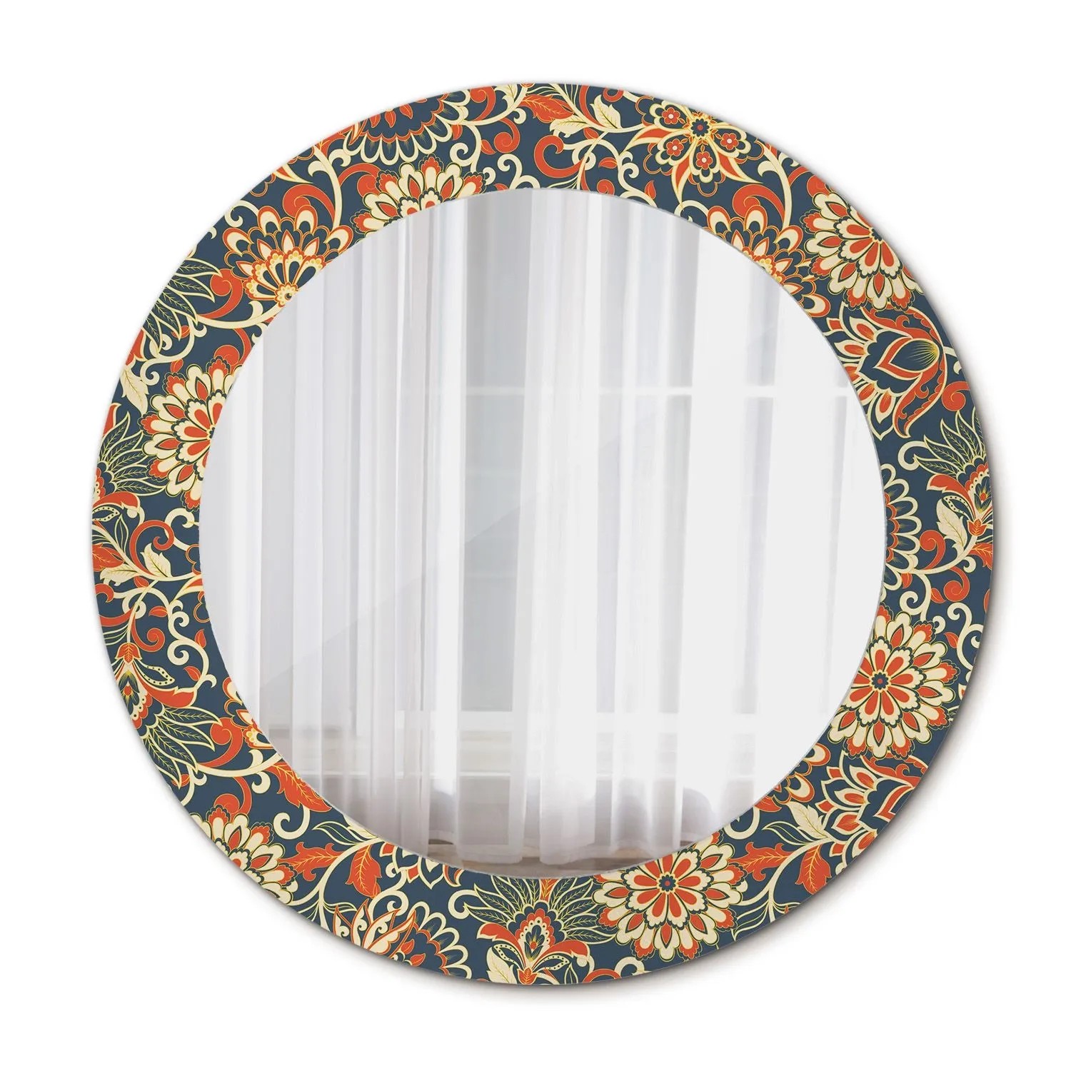 Tulup Bedruckte Spiegel Retro Blumen 60x60 cm Runder Spiegel mit Dekoration günstig online kaufen