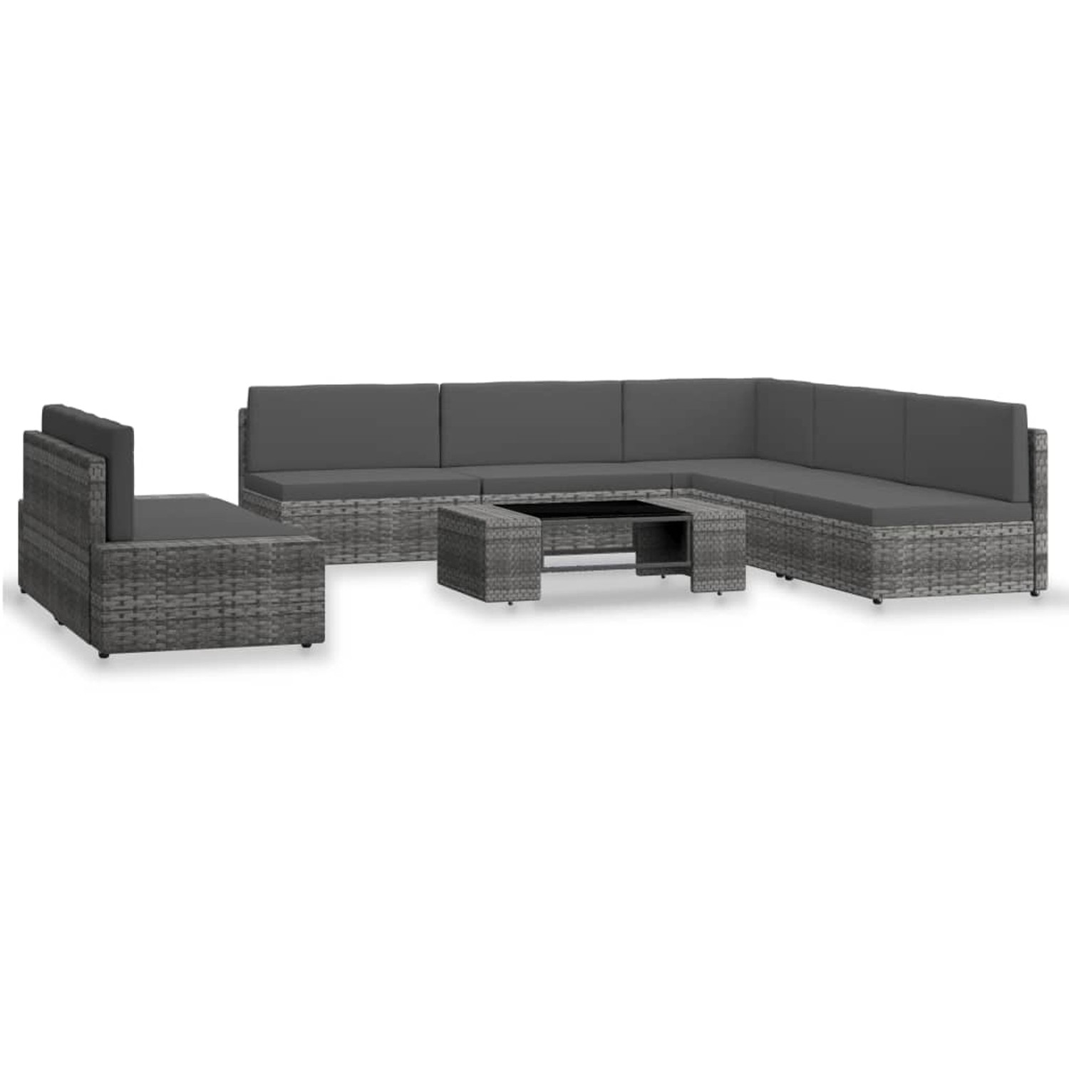 vidaXL 7-Tlg Garten-Lounge-Set Poly Rattan Grau 3054608