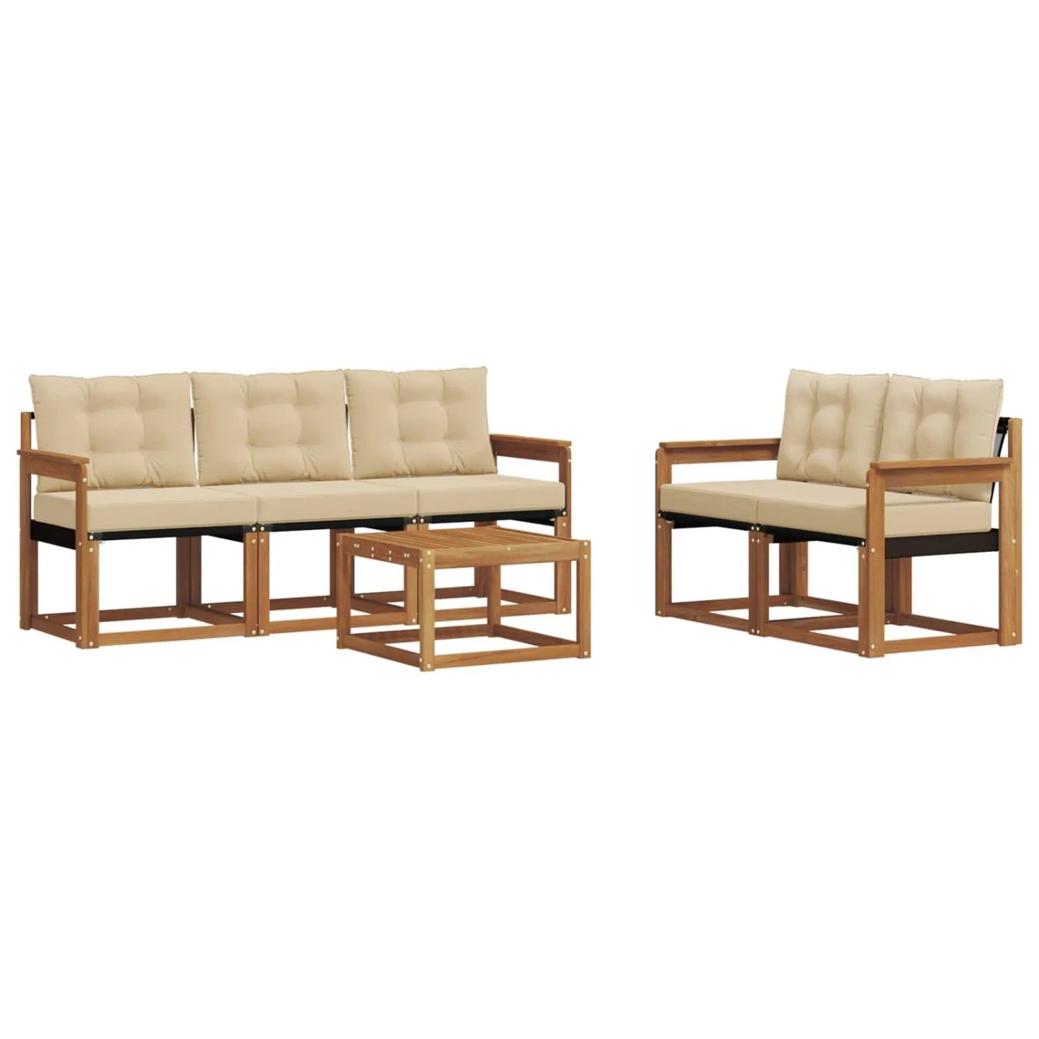 vidaXL Outdoor-Sofagarnitur mit Kissen 6-Tlg Natur und Beige 3368396