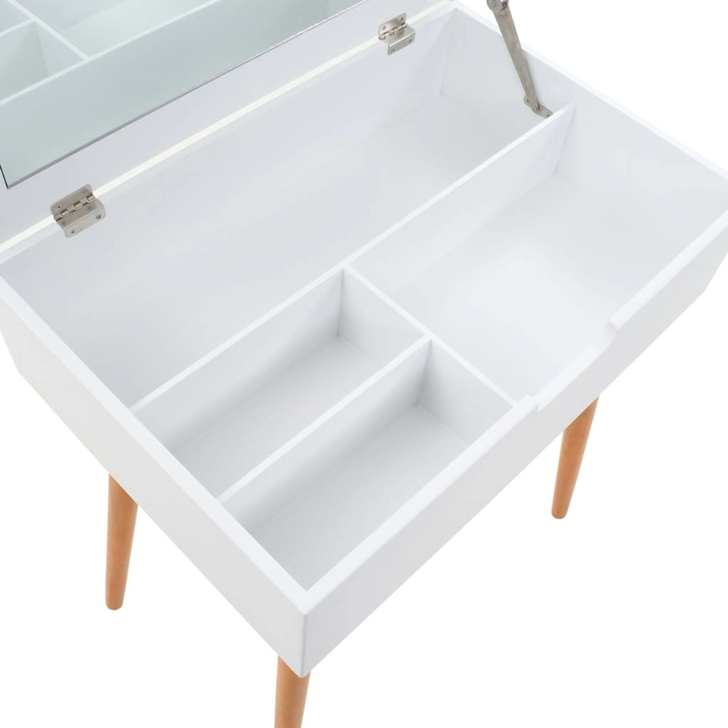 vidaXL Schminktisch mit Spiegel, weiß, offene Fächer für Kosmetik.