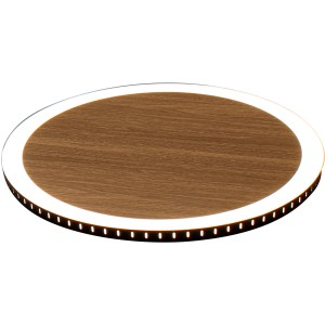 Moderne LED-Deckenleuchte Moon von Luce Design, Holzoptik, Ø 40 cm.
