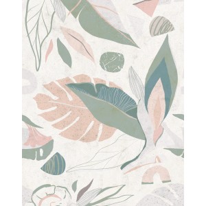 Marburg Fototapete Floral Modern Grau mit Blättern und floralen Elementen.