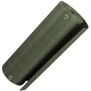 Gerollter, grüner NYVI Balkon Sichtschutz (500x100 cm) mit Metallösen.