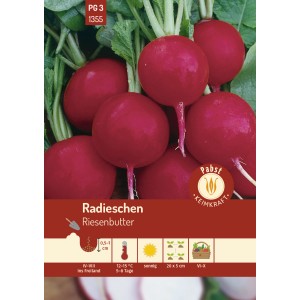 Pabst Keimkraft Radieschen 'Riesenbutter': Knackige, rote Radieschen auf der Saatgutpackung.