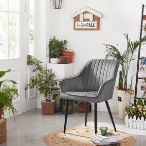 Songmics Esszimmerstuhl-Set Tyra mit Armlehnen Hellgrau 2-teilig