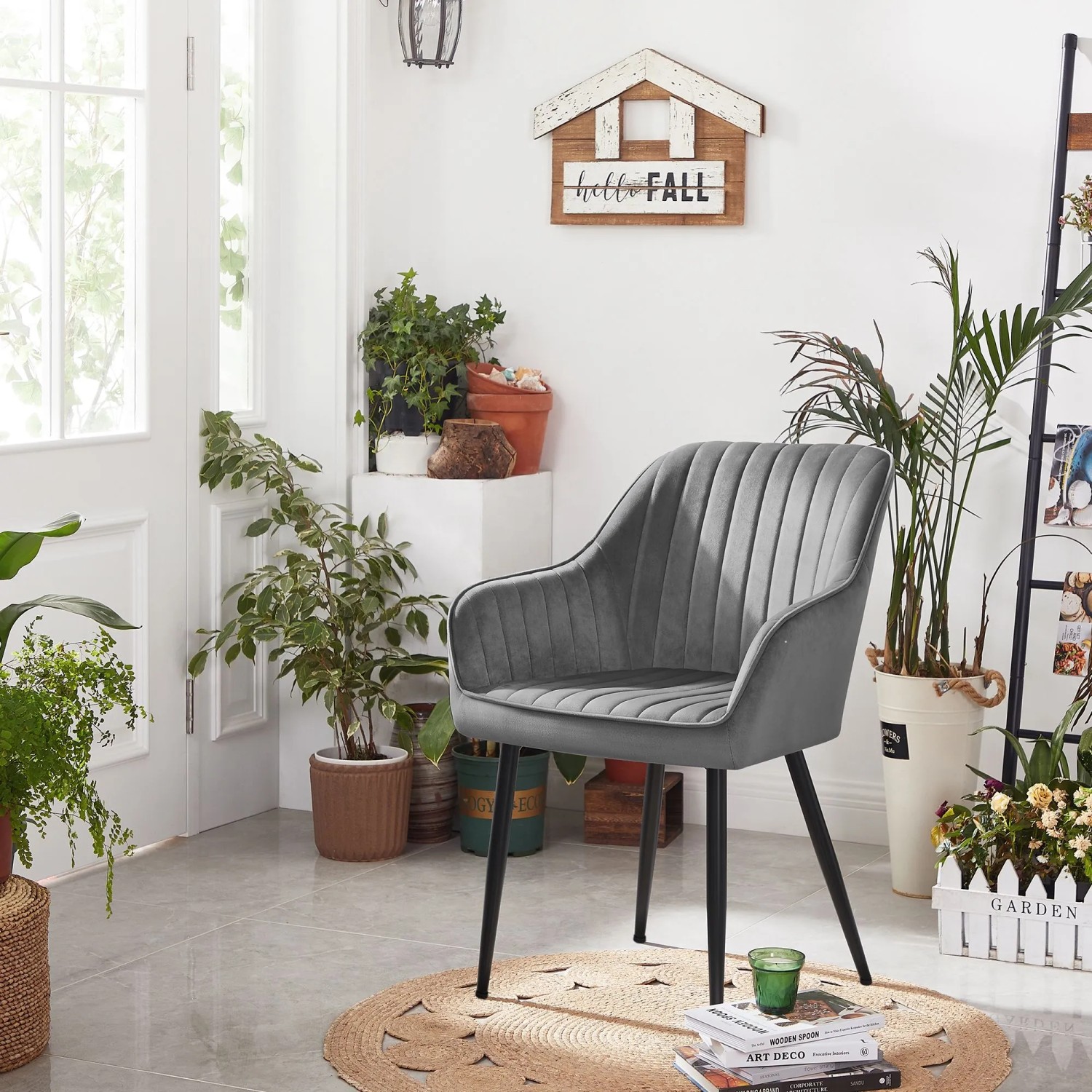 Songmics Esszimmerstuhl-Set Tyra mit Armlehnen Hellgrau 2-teilig_2