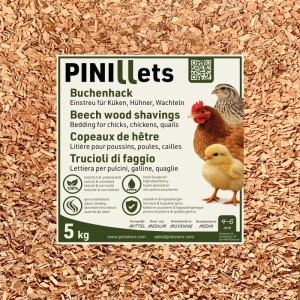 PINI Buchenhack Mittel 5 kg Einstreu für Hühner, Küken & Wachteln