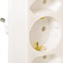 Weißer Mehrfachsteckdosen-Euro-Adapter mit 2 Euro- und 1 Schutzkontaktdose.