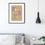 Komar Wandbild ABC Animal N, 40x50 cm, mit Vogelmotiven und Buchstaben auf braunem Papier.