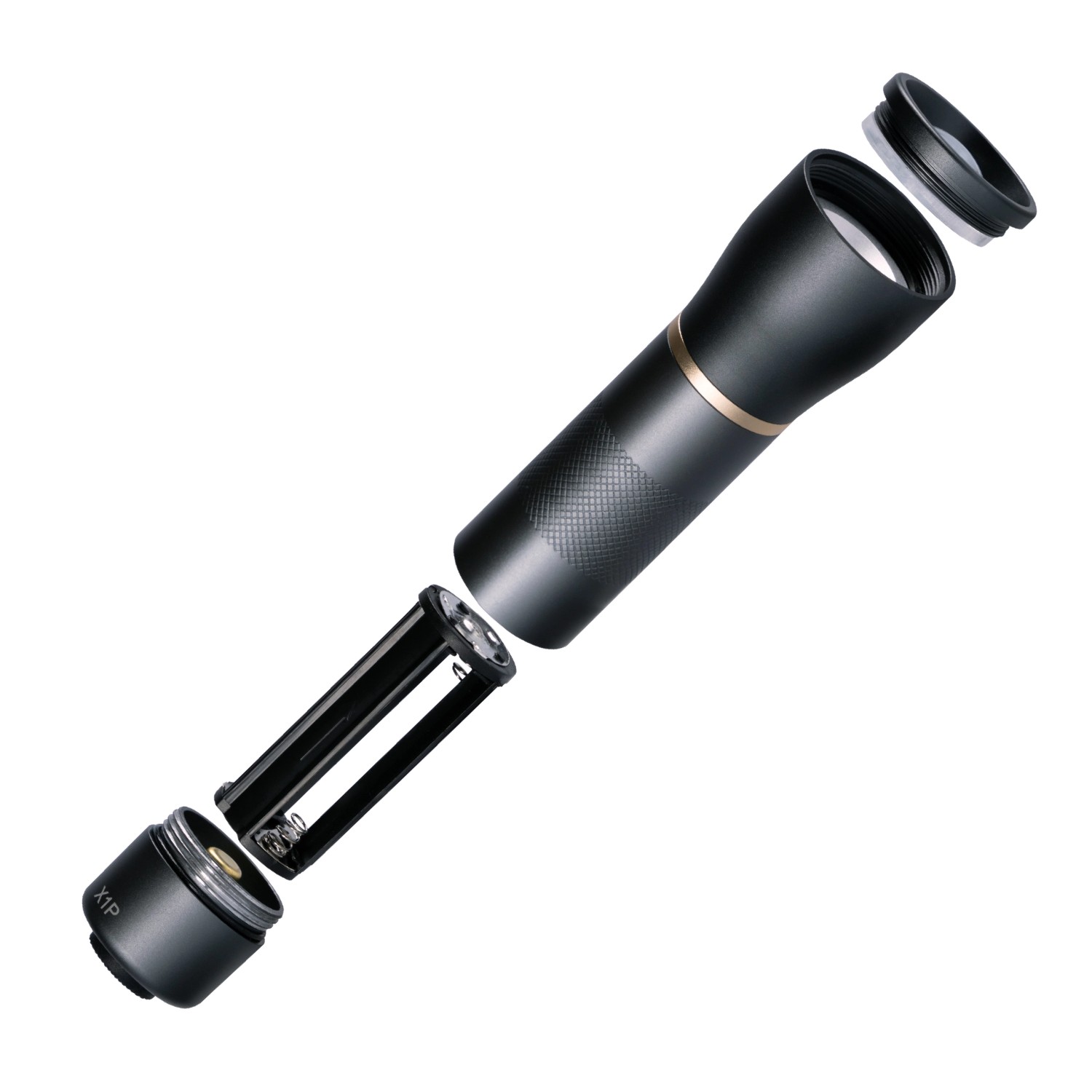 Zerlegte LED's Work Taschenlampe mit Batterien, dimmbar und zoombar.