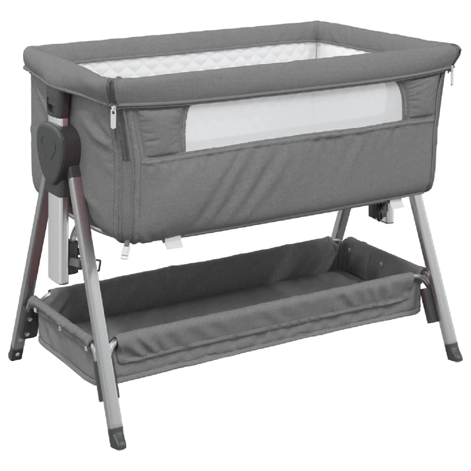 vidaXL Babybett mit Matratze Dunkelgrau Leinenstoff 10290
