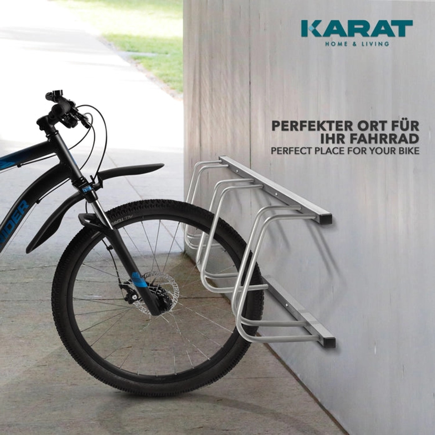 KARAT Fahrradständer Linus Silber für 5 Fahrräder zur Wand- oder Bodenmontage.