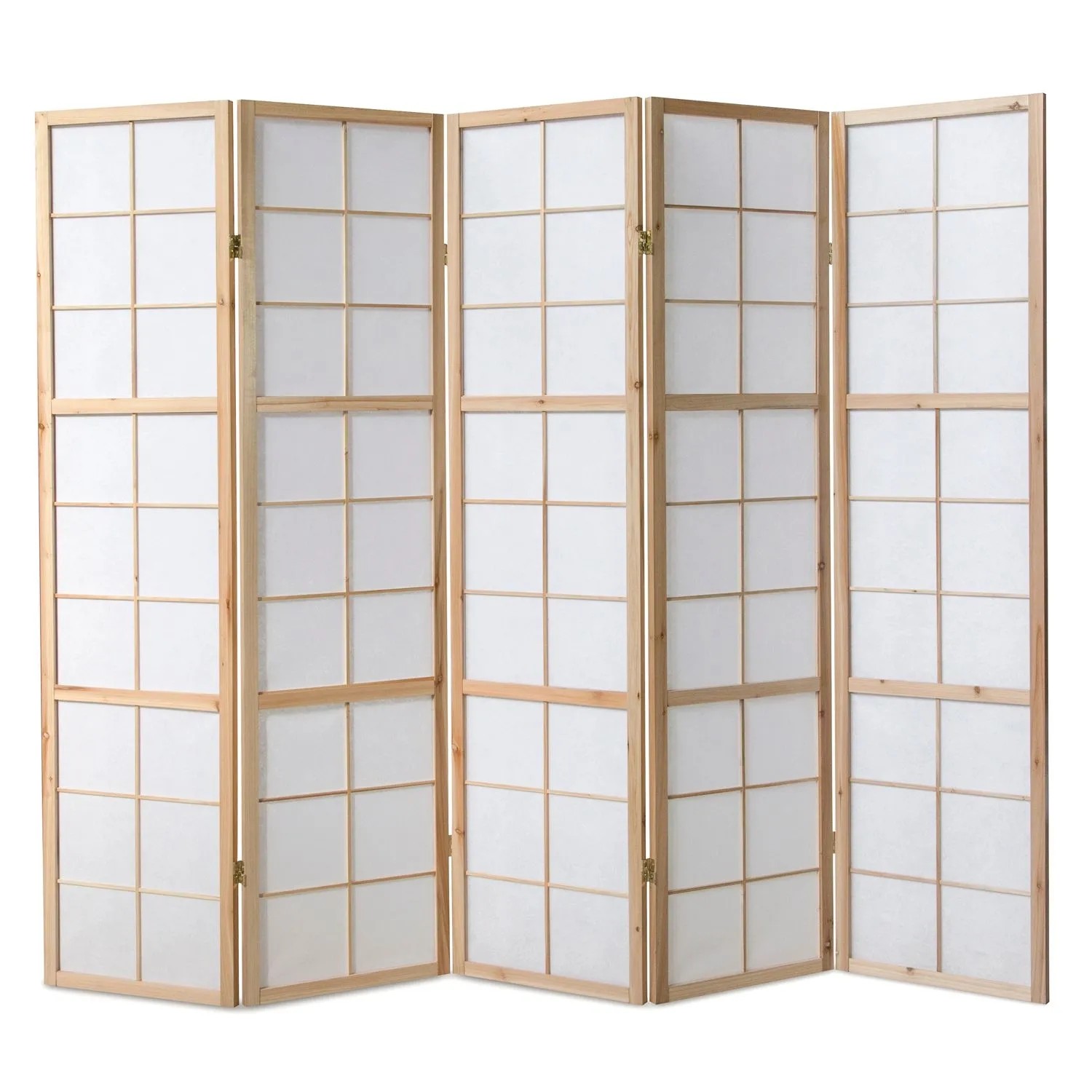 Homestyle4u 5-tlg. Paravent Shoji in Braun 220x175 cm 169