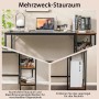Costway Schreibtisch 140 cm mit Ablage, Computertisch in Schwarz/Braun mit Stauraum.