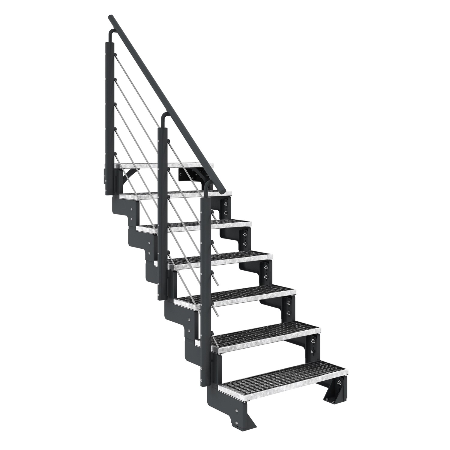Dolle Außentreppe Gardentop Anthrazit 7 Gitterroststufe 80 cm inkl. Gelände günstig online kaufen