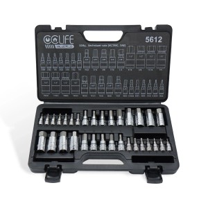 CCLIFE Sechskant Satz 32tlg Metric und SAE Bit Sockets 1/4'' 3/8'' 1/2'' für Drehmomentschlüssel und Bohrer S2 Legierungsstahl