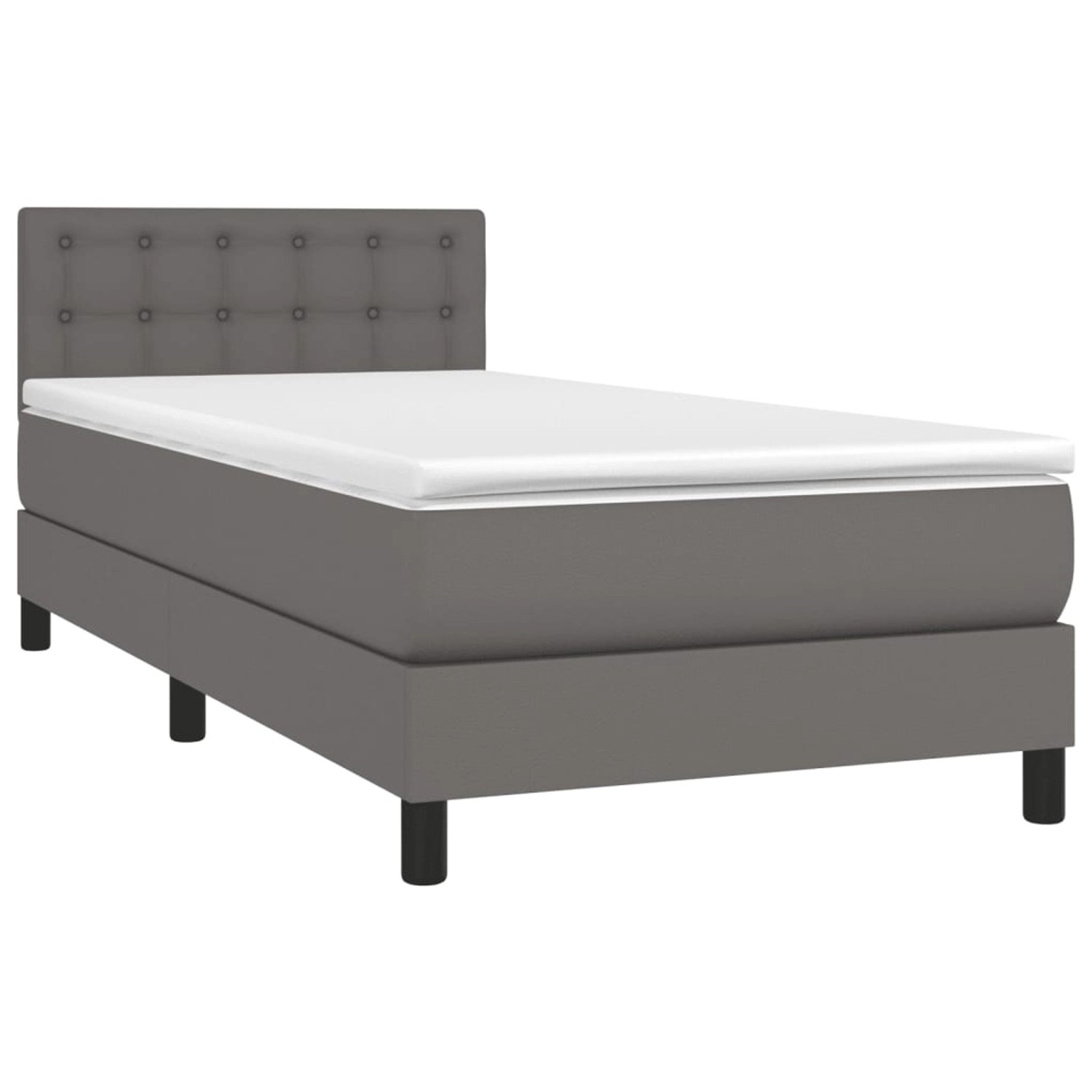 vidaXL Boxspringbett mit Matratze & LED Grau 80x200 cm Kunstleder 3134193 günstig online kaufen
