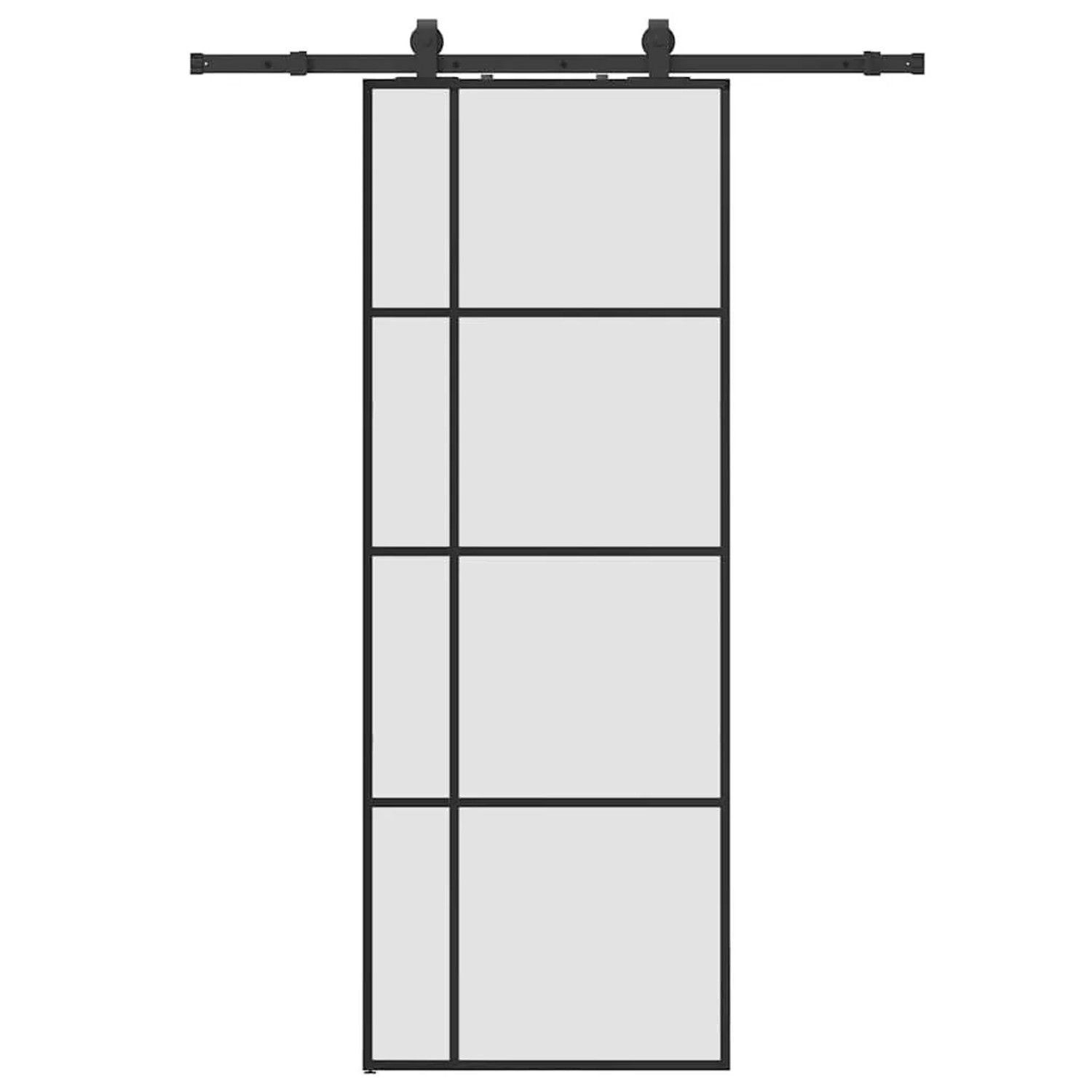 vidaXL Schiebetür mit Beschlag Schwarz 76x205 cm ESG-Glas 3375911 günstig online kaufen