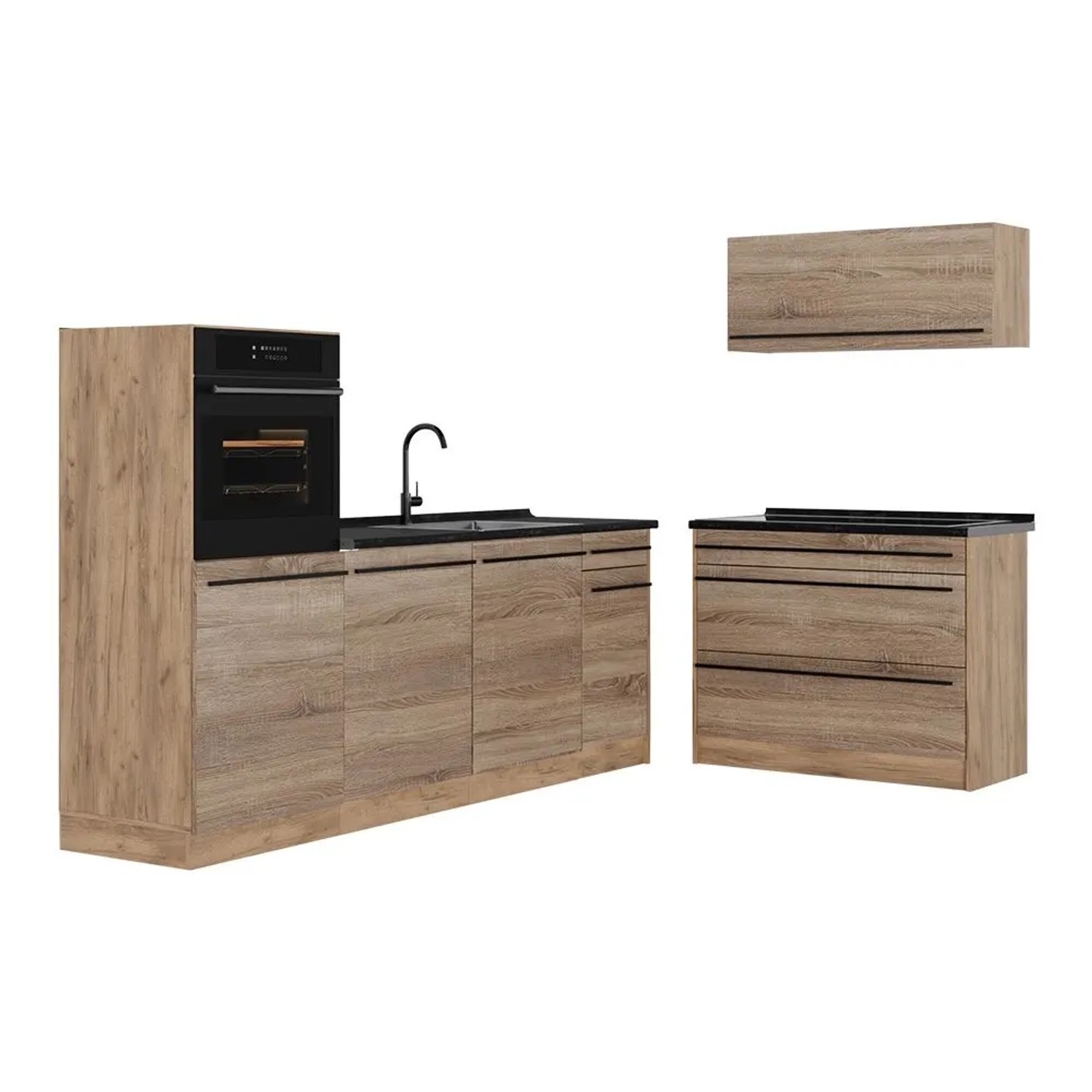 Vicco Küchenzeile R-Line Sonoma/Goldkraft Eiche 220 x 143 Arbeitsplatte Anthrazit Art Nr 67437