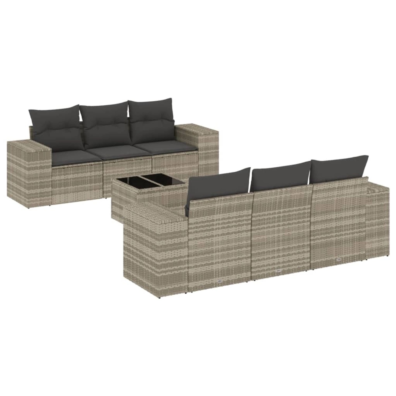 vidaXL 7-tlg Garten-Sofagarnitur mit Kissen Hellgrau Poly Rattan Modell 12 günstig online kaufen