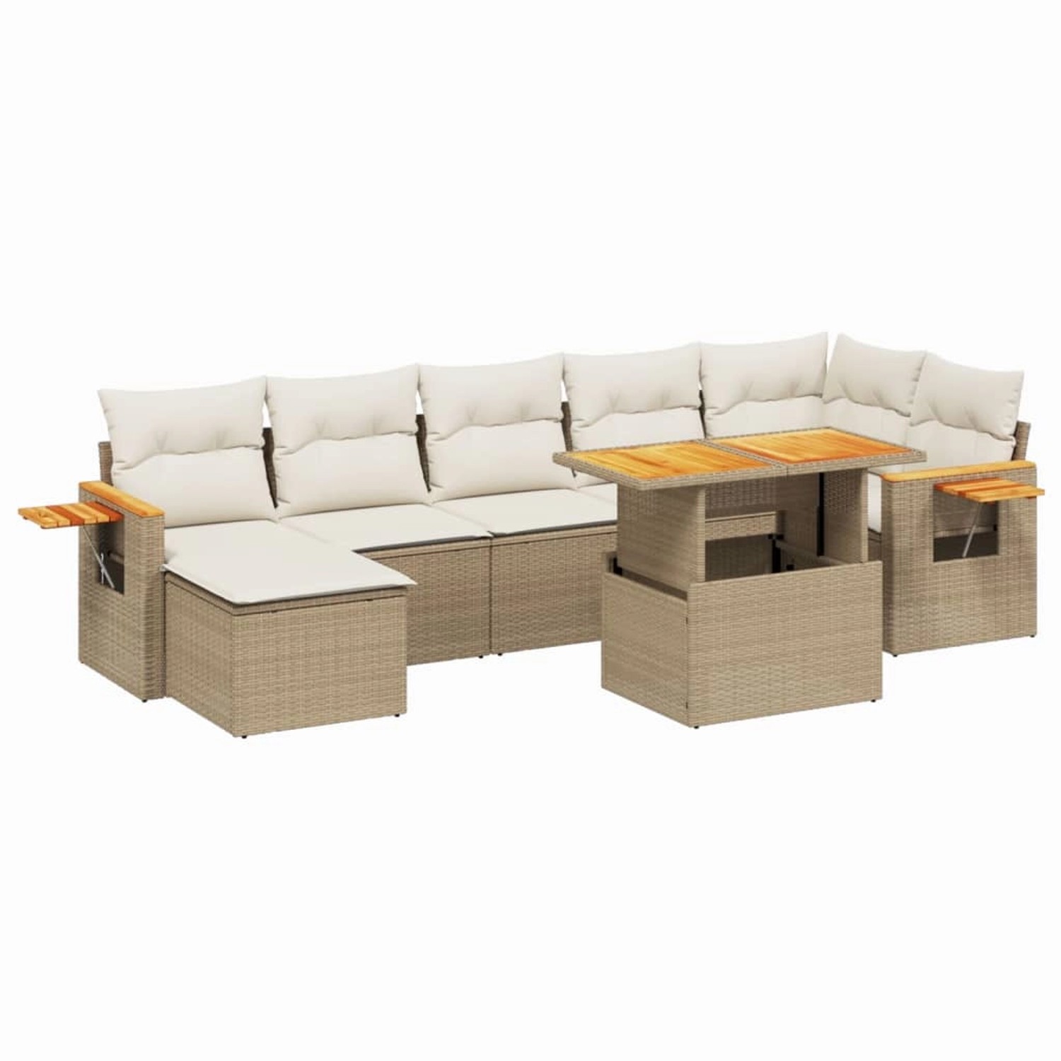 vidaXL 8-Tlg Garten-Sofagarnitur mit Kissen Beige Poly Rattan 3273627 günstig online kaufen
