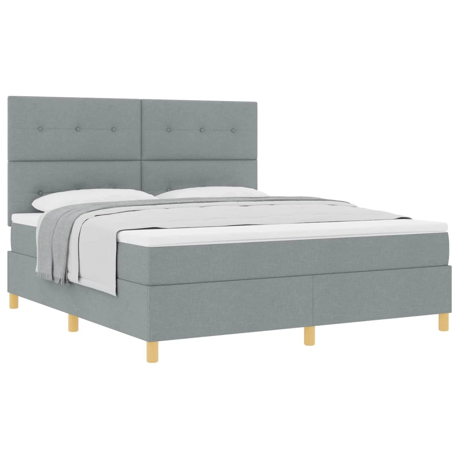 vidaXL Boxspringbett mit Matratze Hellgrau 180 x 200 cm Stoff 3339637