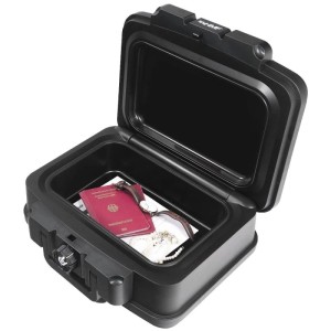 HMF 250451 Feuerfeste Wasserdichte Dokumentenbox DIN A5 38 x 16 x 28 cm Schwarz