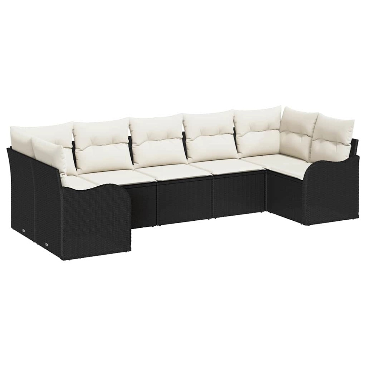 vidaXL Garten-Sofa-Set mit Kissen 7-Tlg Schwarz Weiß Poly Rattan 3354516 günstig online kaufen