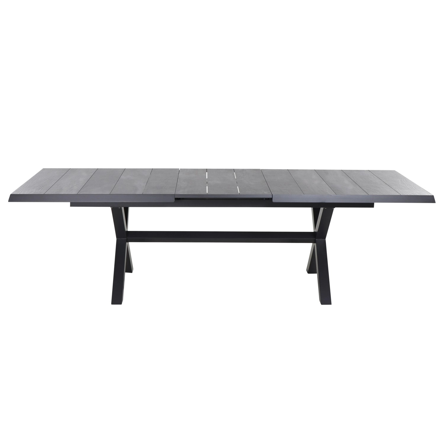 Ausziehbarer, rechteckiger Gartentisch Sincro Wood Grey von Siena Garden, 100x260 cm.