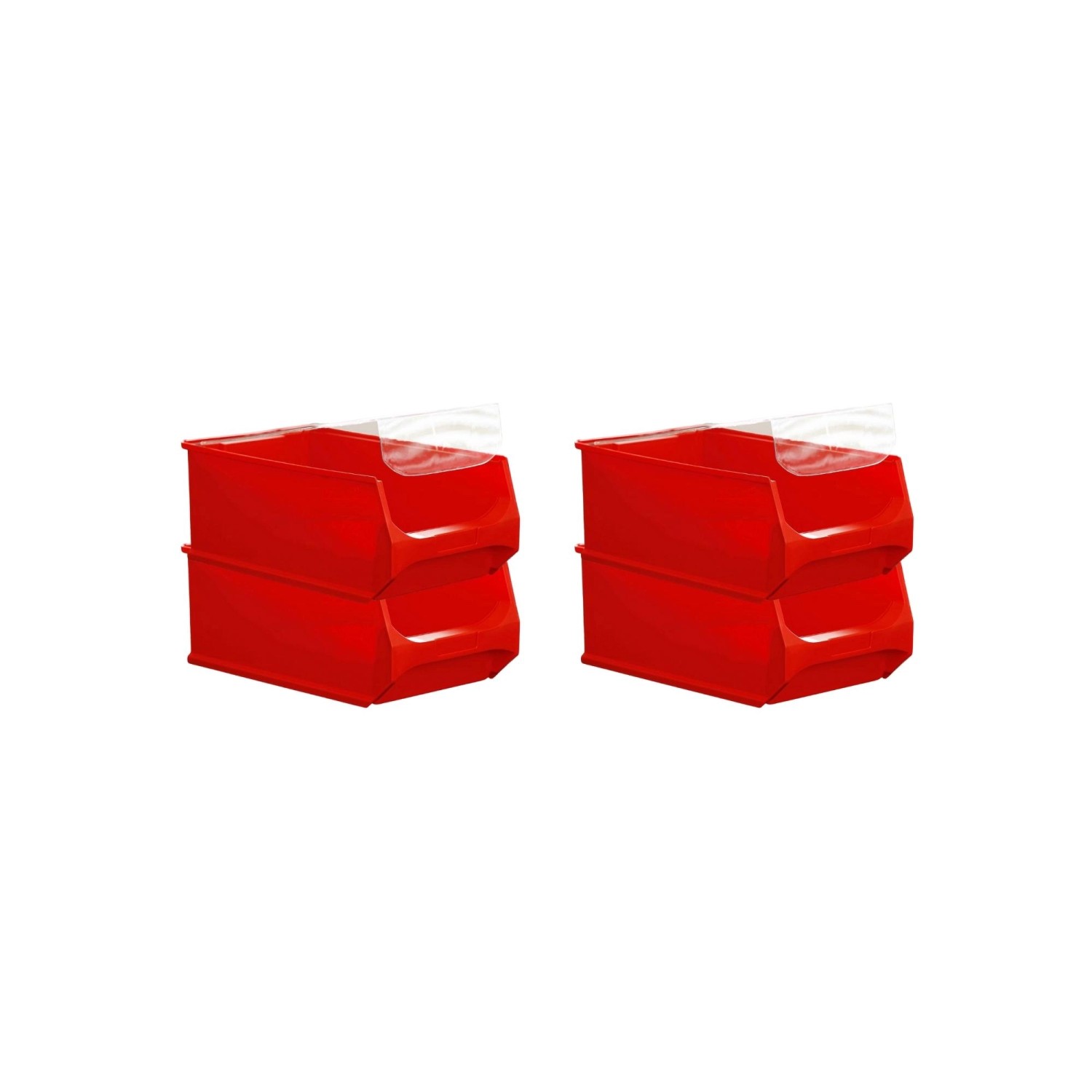SuperSparSet 4 x Rote Sichtlagerbox 5.0 Mit Abdeckung HxBxT 20 x 30 x 50 cm 21,8 Liter Sichtlagerbehälter Sichtlagerkast...