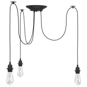 vidaXL Pendelleuchte mit 3 Fassungen E27 Schwarz Metall 4103453
