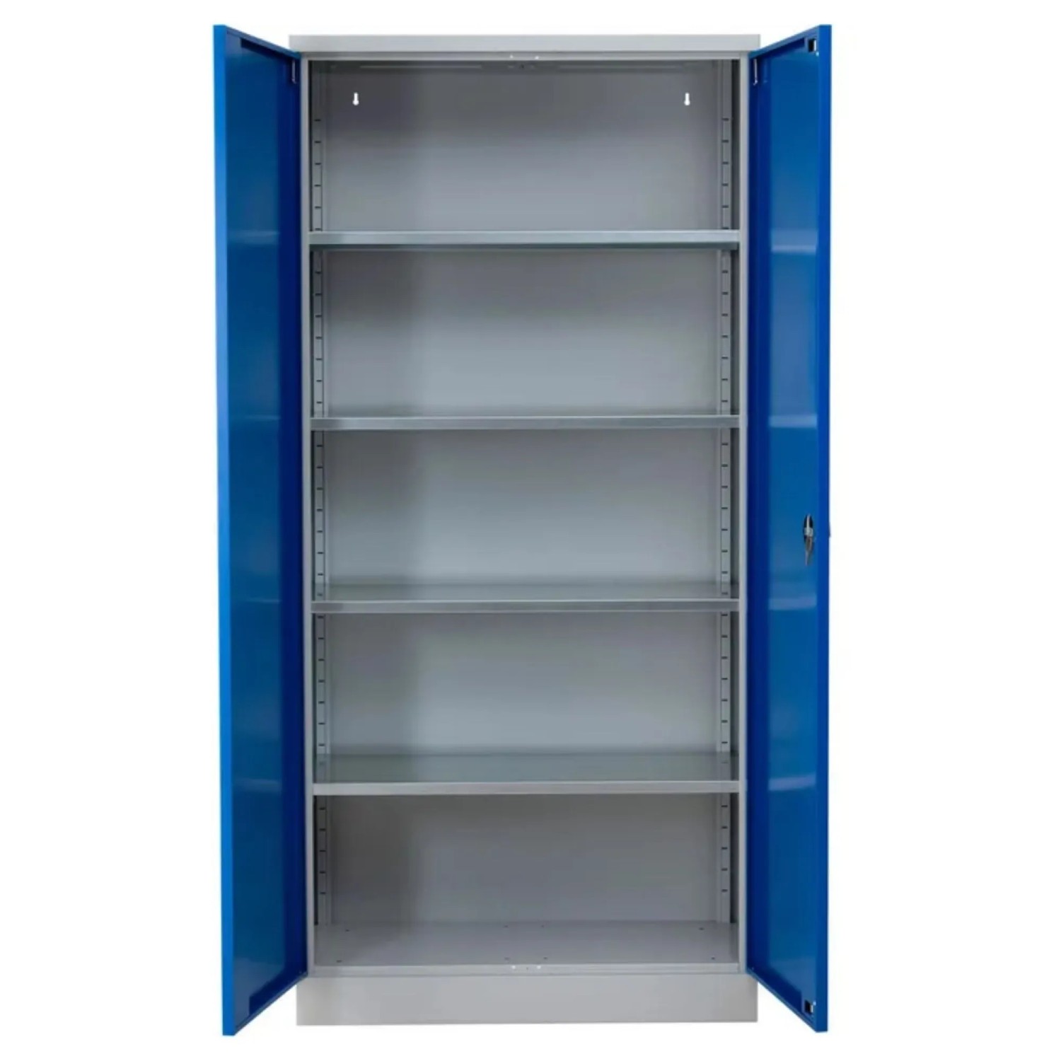 PROREGAL Stahlschrank Bee 10 Fachböden HxBxT 195 x 92 x 60 cm Pulverbeschichtetes & Verstärktes Fachbodenmaterial Grau & Blau