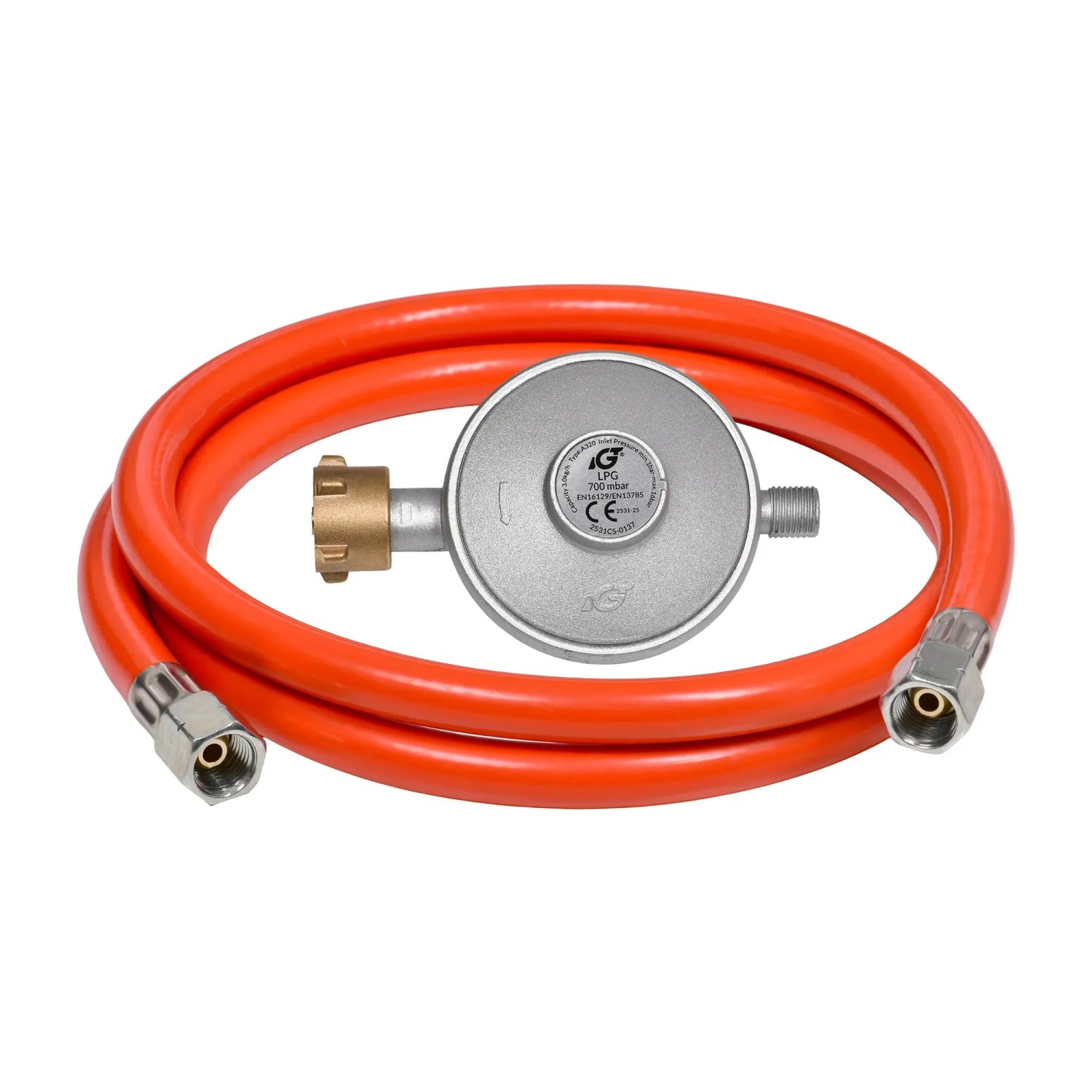 Firefix Gas-Heizstrahler Easy Zubehör: Druckminderer mit Schlauch für 5/11 kg Gasflaschen.