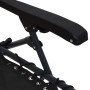 Detailaufnahme: Schwarzer, klappbarer Textilene-Liegestuhl von vidaXL mit Armlehne und Stahlrahmen.