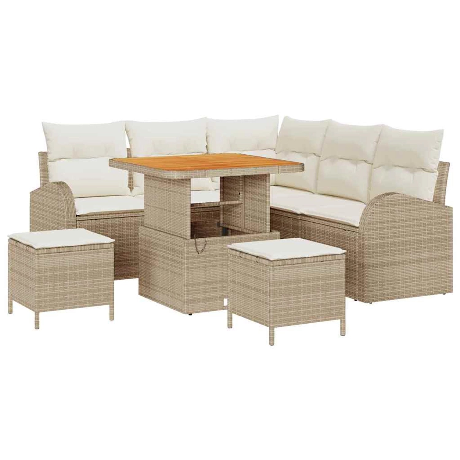 vidaXL Garten-Sofa-Set mit Kissen 8-Tlg Beige Poly Rattan 3362391 günstig online kaufen