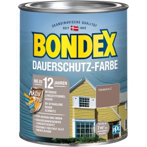 Dose Bondex Dauerschutz-Farbe Treibholz, seidenglänzend, für Wetterschutz von Holz im Außenbereich.