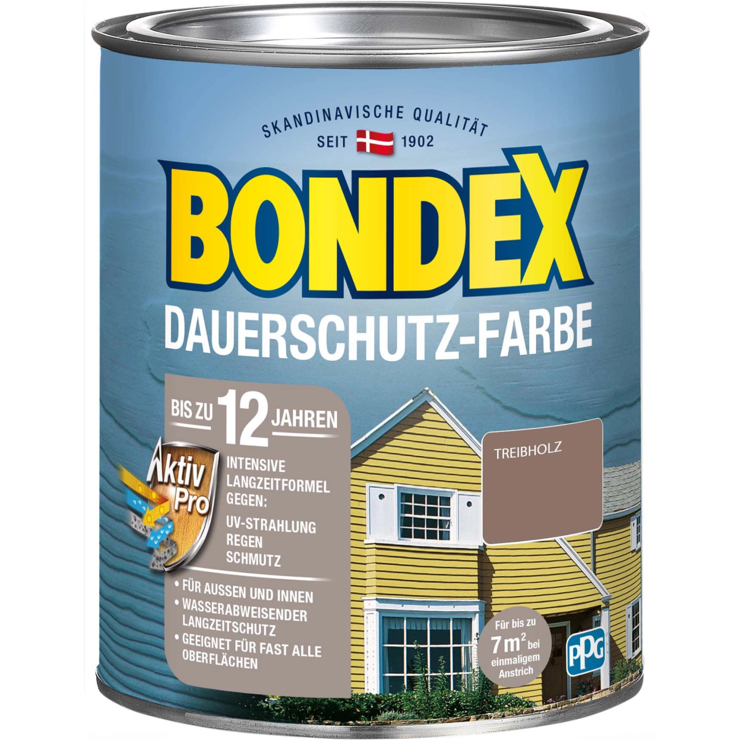 Bondex Dauerschutz-Farbe Treibholz Seidenglänzend 750 ml