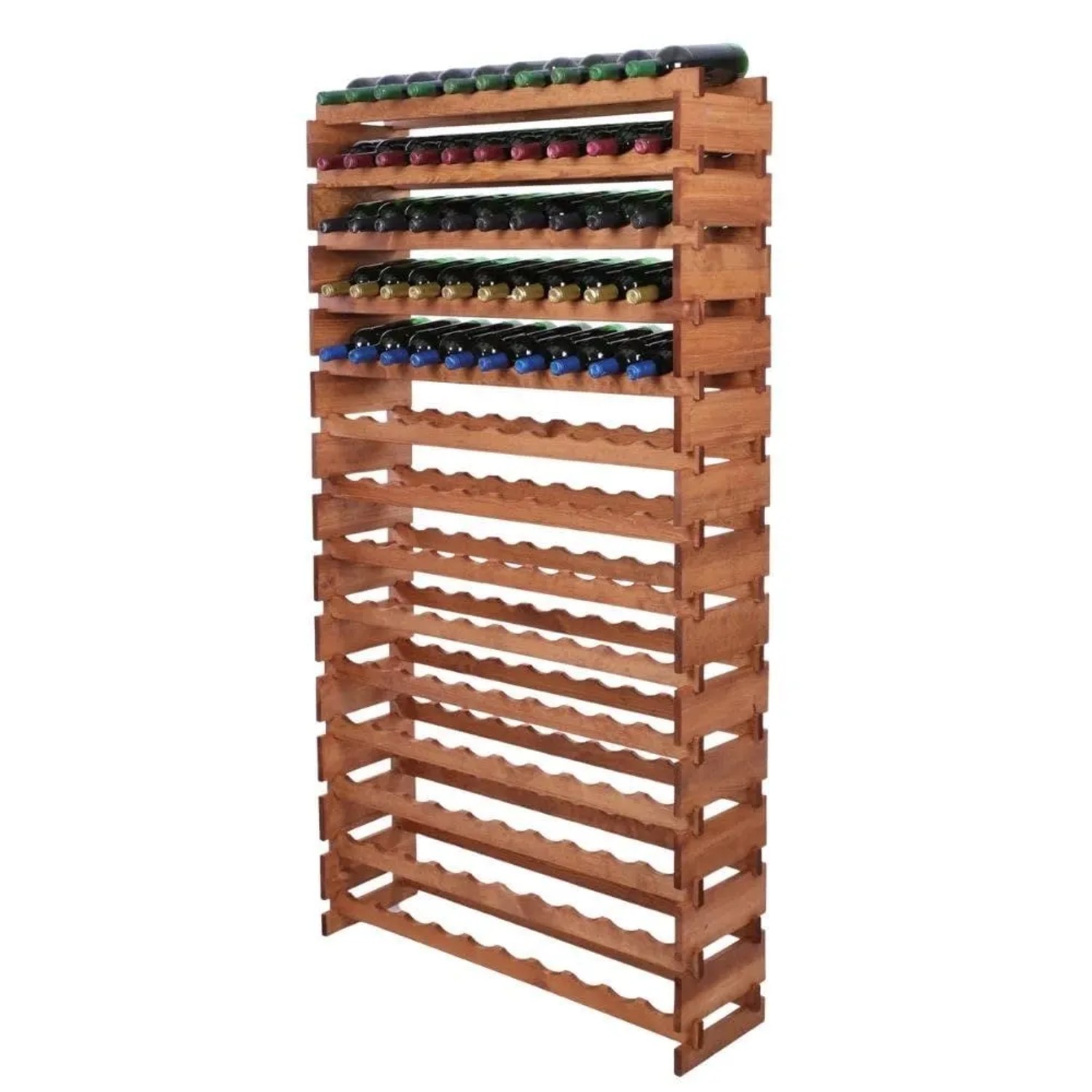 PROREGAL Weinregal VINOTECA FLEX PRO HxBxT 191x103x28cm 140 Flaschen Auf 14 Ebenen Massives Kiefernholz Braun Geölt