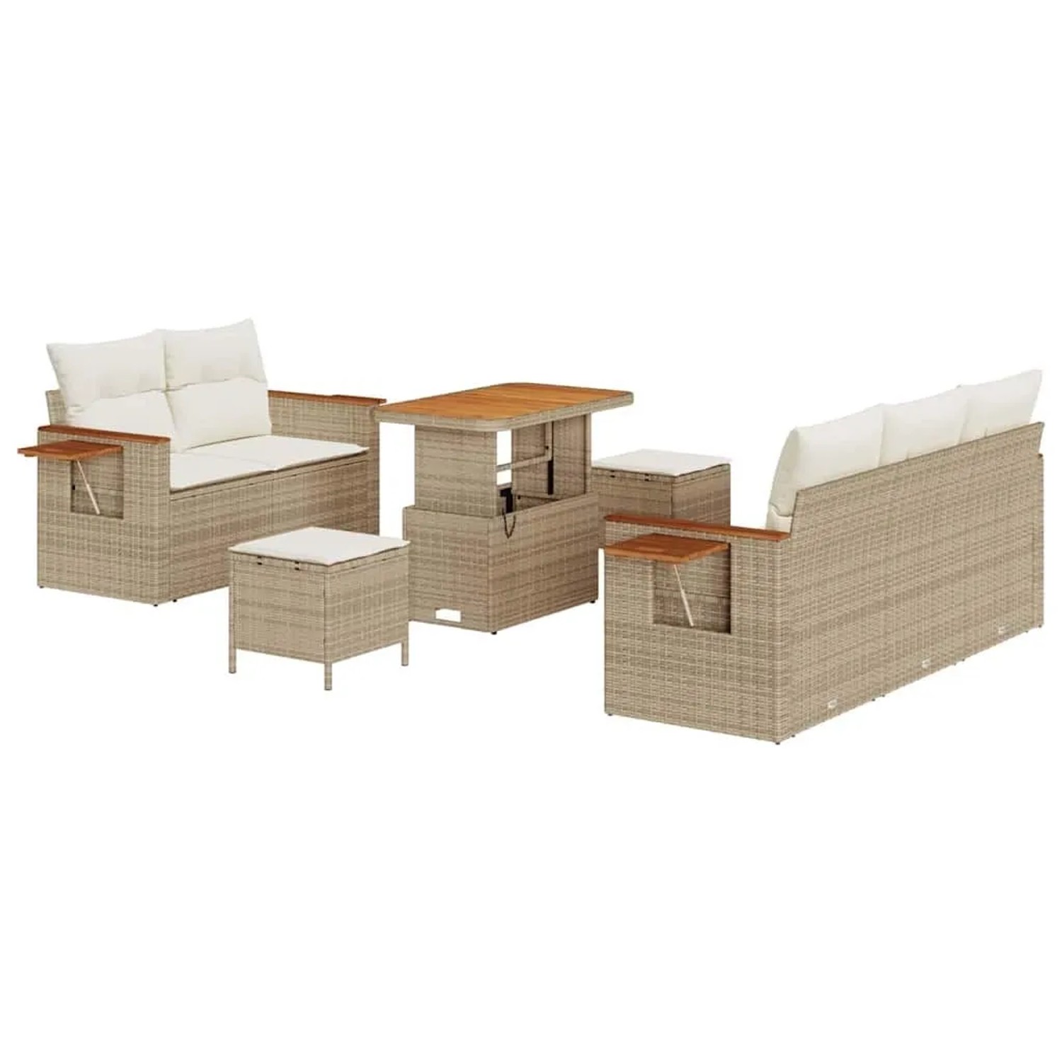 vidaXL Gartensofa-set mit Kissen 10-Tlg Beige und Creme Poly-Rattan 3365071 günstig online kaufen